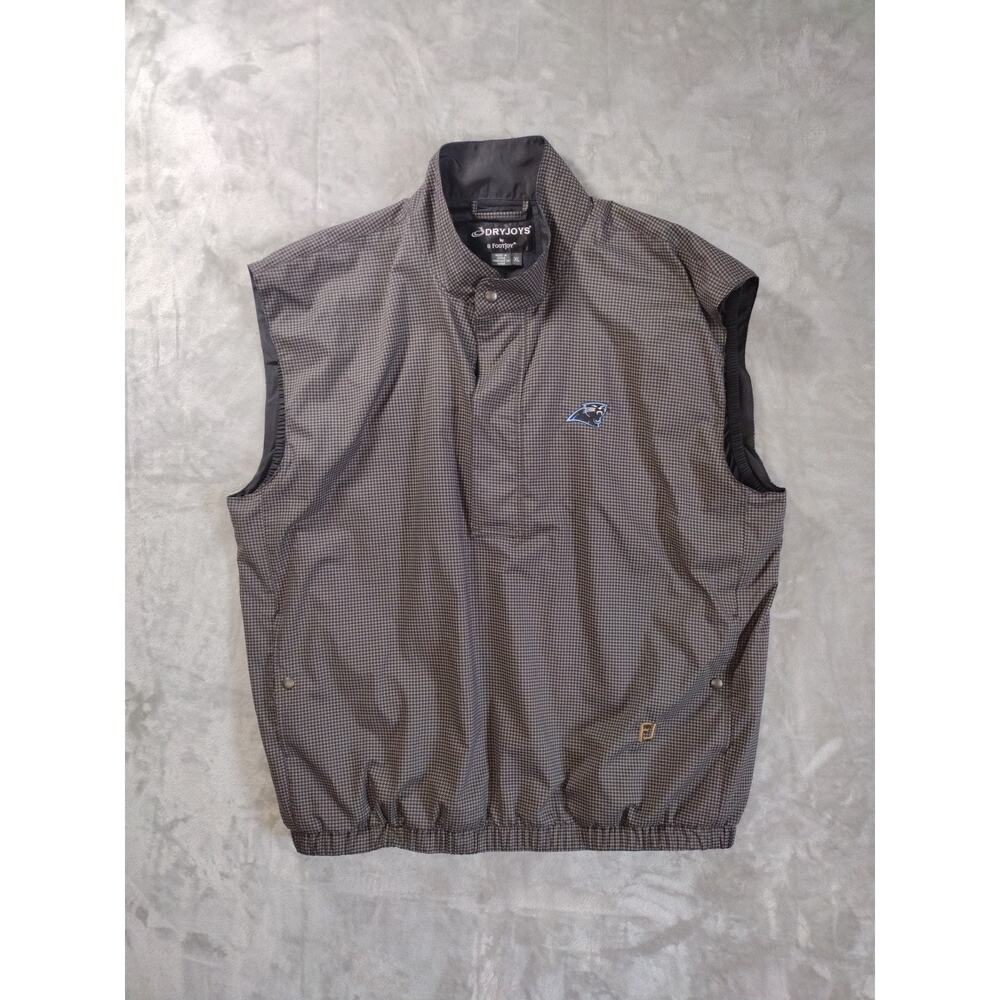 Carolina Panthers Footjoy Vest Mens XL Windbreaker Gray Houndstooth Dryjoys Golf